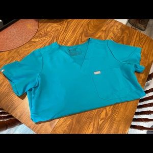 Figs Scrub Top- S Teal